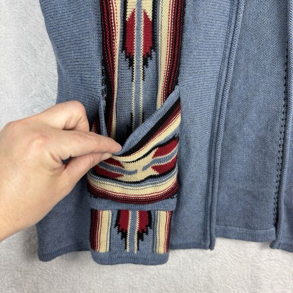 Ralph Lauren Chaps Sweater Vest Womens 1X Blue Aztec Southwestern Navajo Boho - Picture 4 of 10